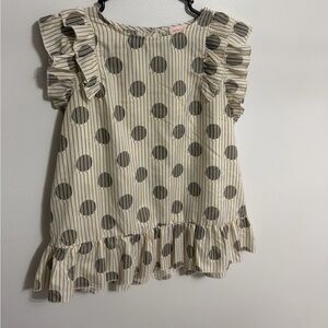 Chic Ruffle Sleeve Polka Dot Blouse